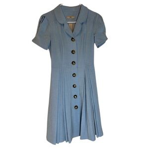 Orla Kiely Blue Swiss Dot Pleated Shirt Dress Size 2 - Kate Middleton Style